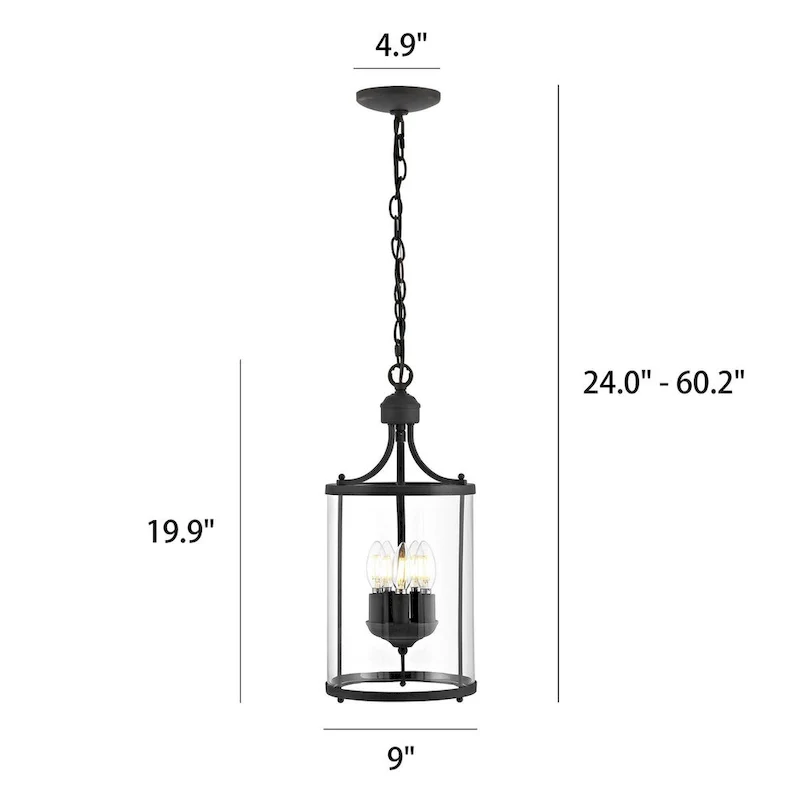 5-light Clear Glass Foyer Pendant Chandelier