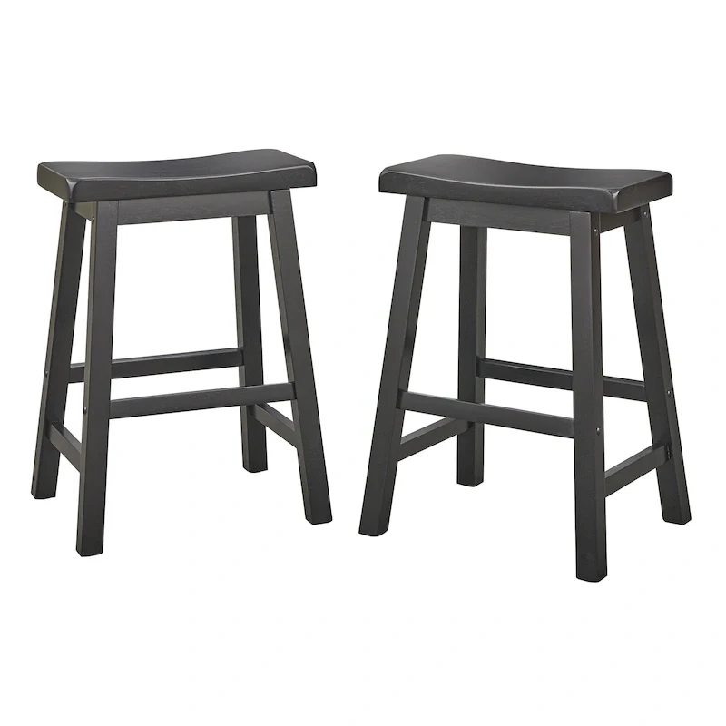 Solid Wood 24-inch Saddle Stool (Set of 2)