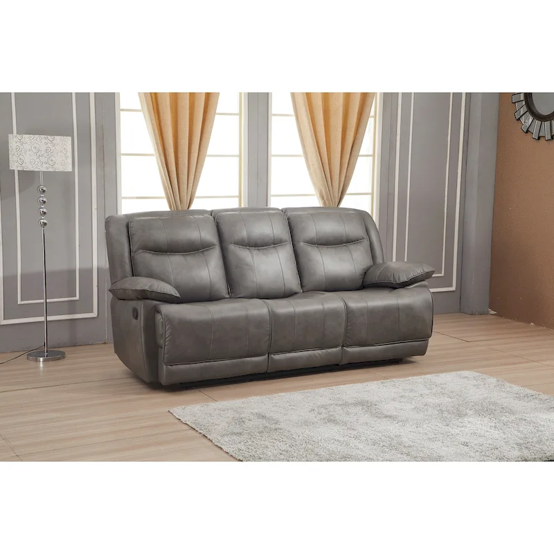 Betsy Furniture Bonded Leather Manual Rclining 3-seat Sofa Couch 8006