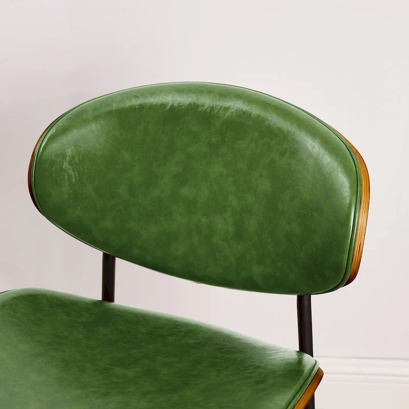 Set of 4 Mid-century Wood and Faux Leather Dining Chairs