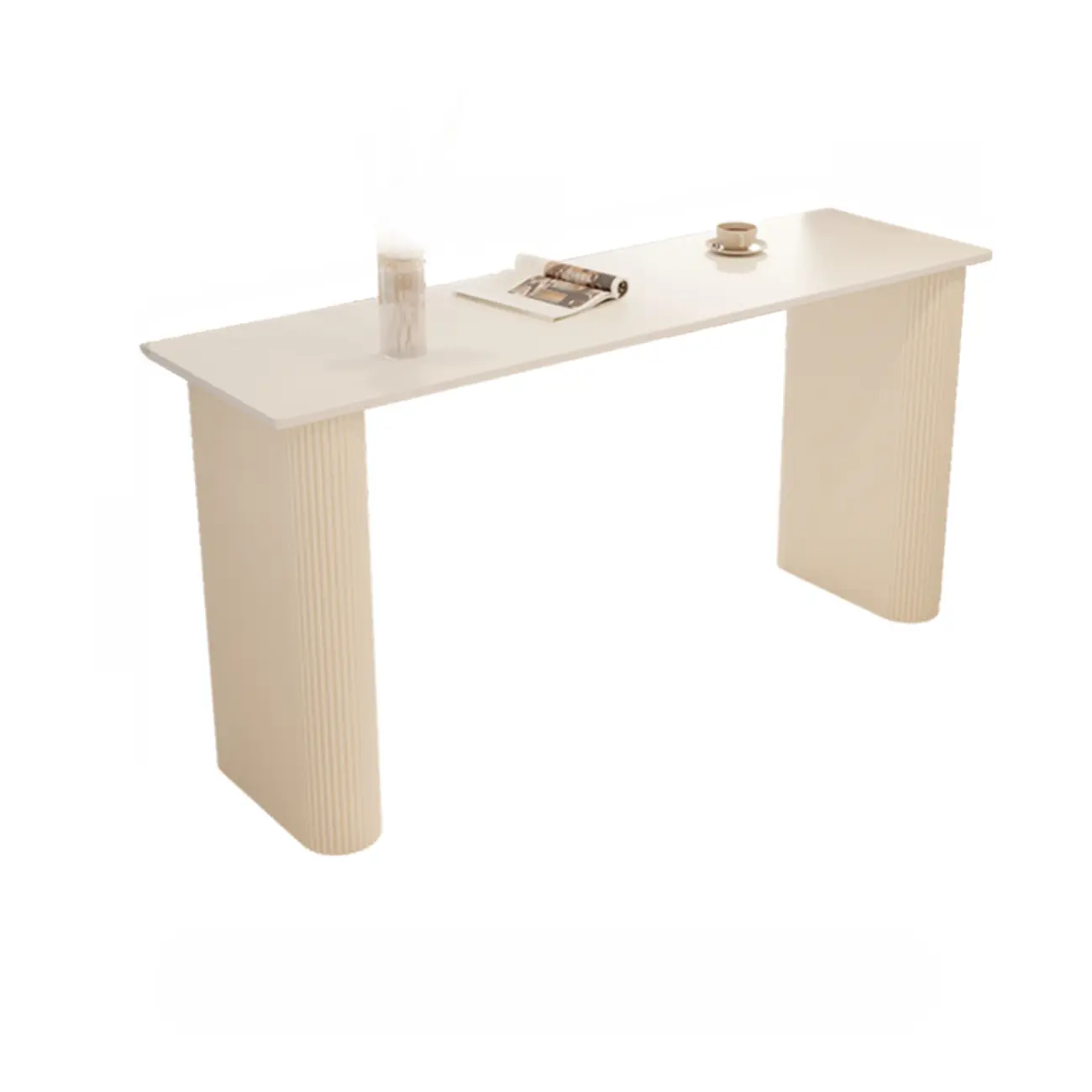 Modern White Stone Top Metal Double Pedestal Bar Tables
