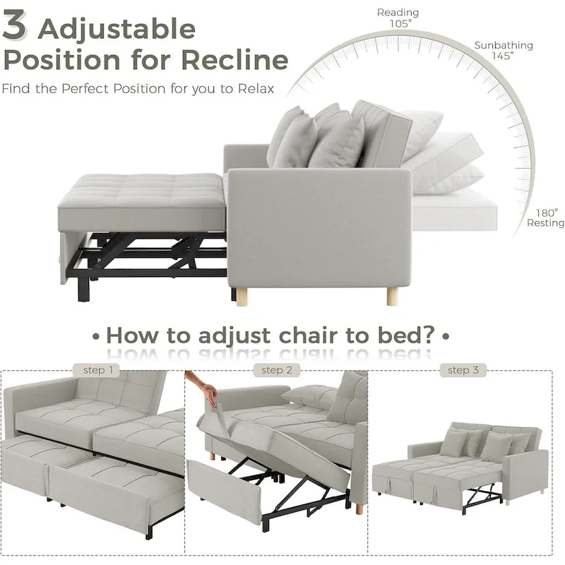 AECOJOY 3-in-1 Sofa Bed Double Sleeper Chair Bed