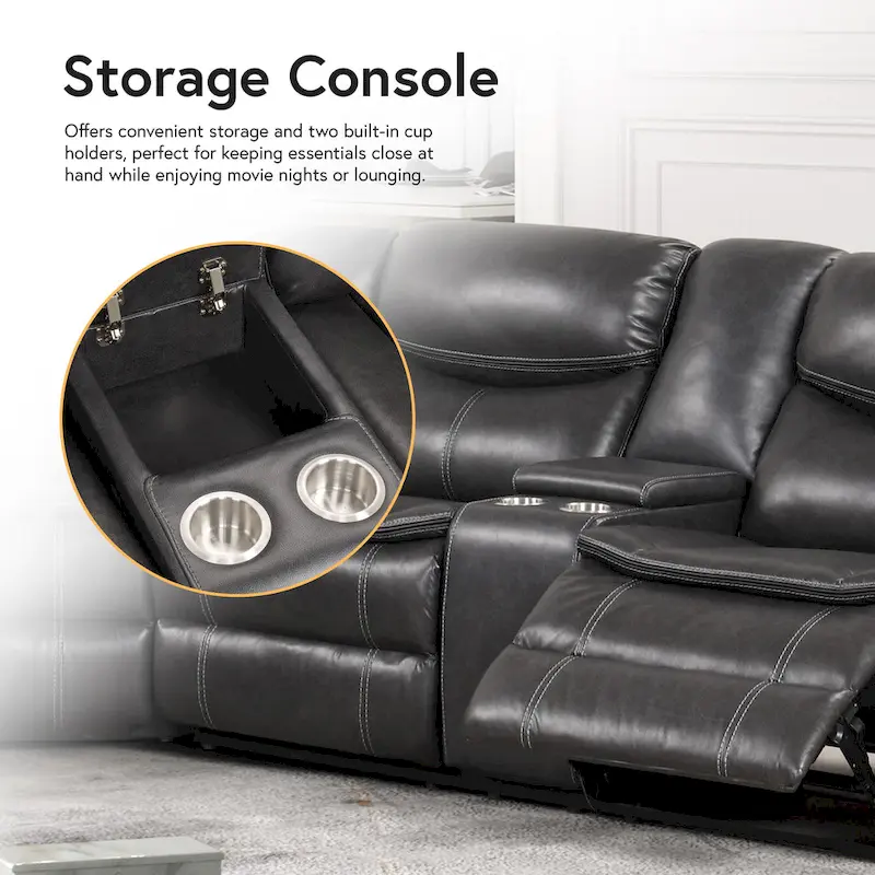 Transitional Faux Leather Reclining Sectional Sofa