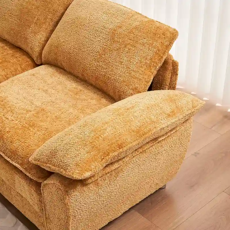 Modern Deep 3-Seat Sofa Couch with Ottoman