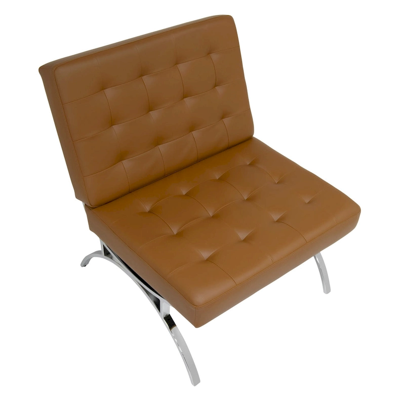 Newel Modern Blended Leather and Chrome Metal Frame Mid Century Accent Chair