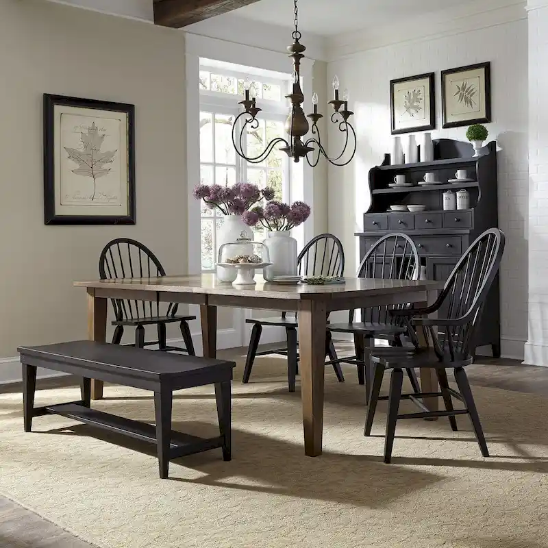 The Gray Barn Hearthstone Ridge Tobacco & Black 6 Piece Rectangular Table Set