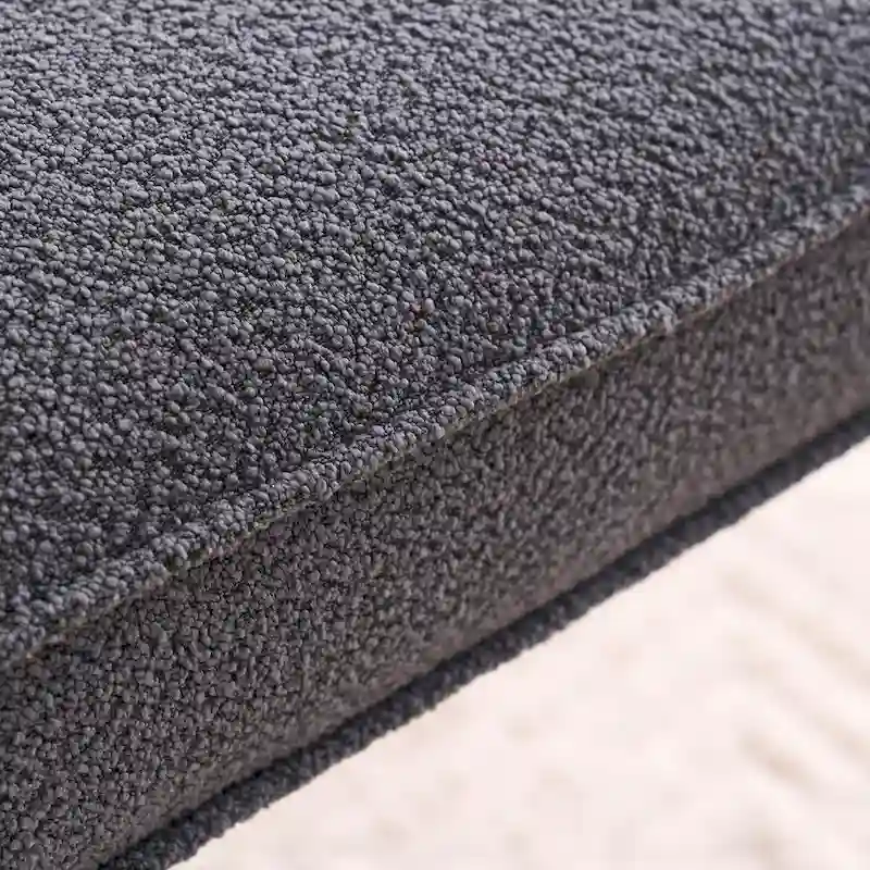 Single Rectangle Ottoman Tufted Lamb Fleece Foot Stool