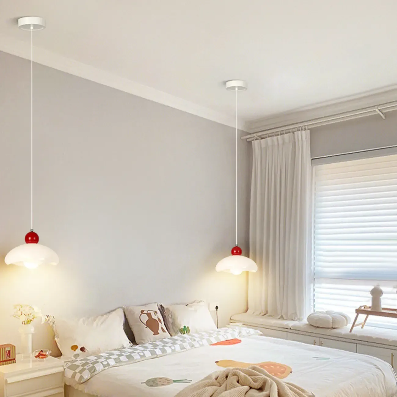 Modern Milk White Geometric Metal Pendant Light