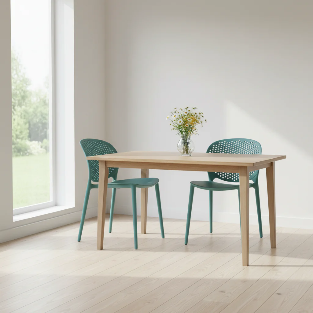 Modern Plastic Garden Patio Indoor or Outdoor Dining Stackable Chair UV Protected Armless With Dot Back Surf