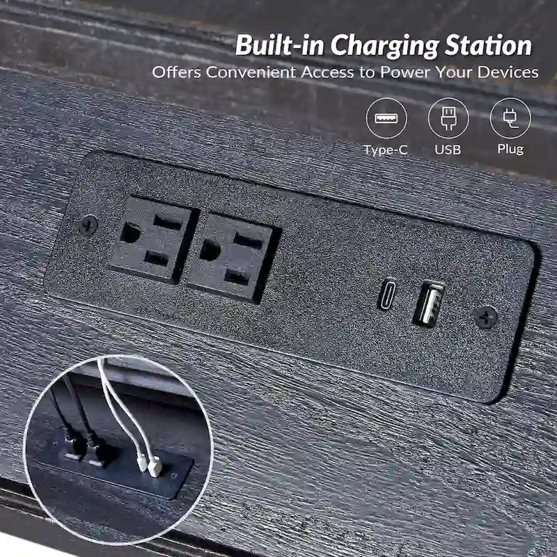 Eric Traditional 26 Tall Solid Wood End Table with USB by HULALA HOME