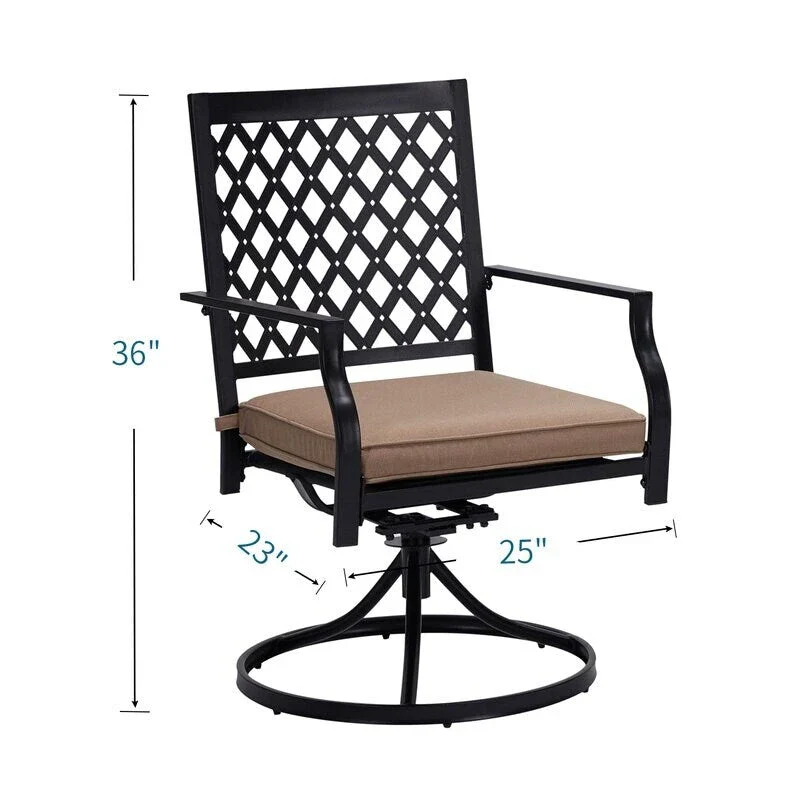 MAISON ARTS 5-Piece Patio Dining Set with 4 Swivel Cushioned Chairs and a 37 Weather Resistant Table