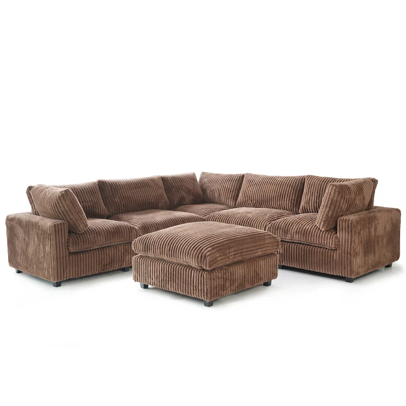 6-Piece Modular Sectional Sofa with Chaise and Ottoman