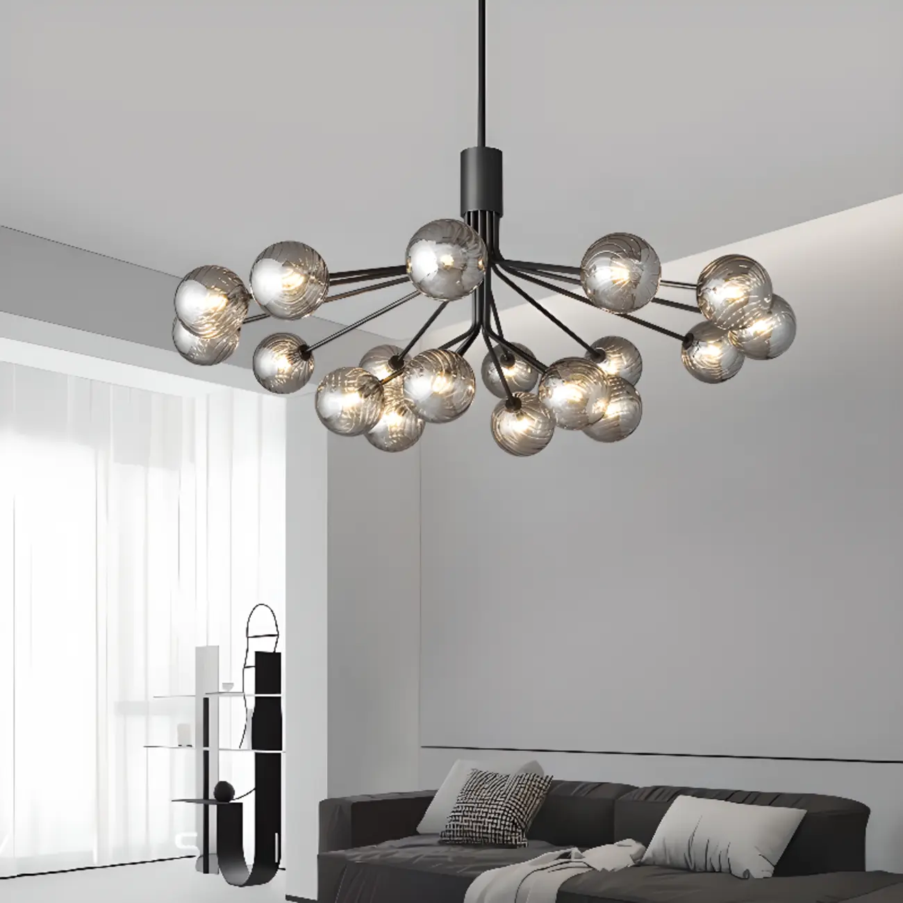2-Tier Modern Globe Chandelier Adjustable Hanging Length