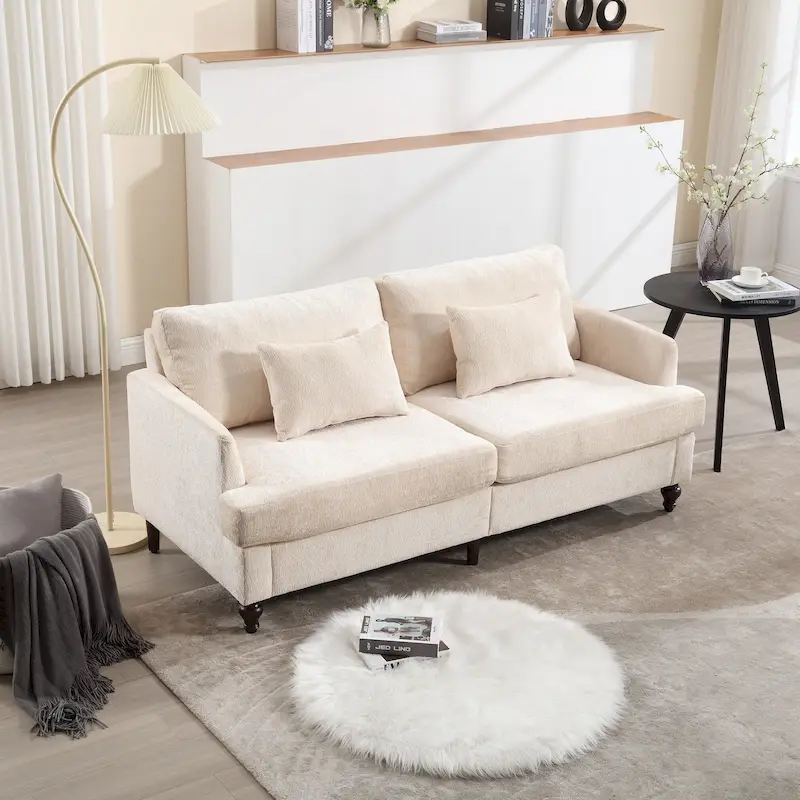 Modern Chenille Fabric Loveseat, 2-Seat Upholstered Loveseat Sofa