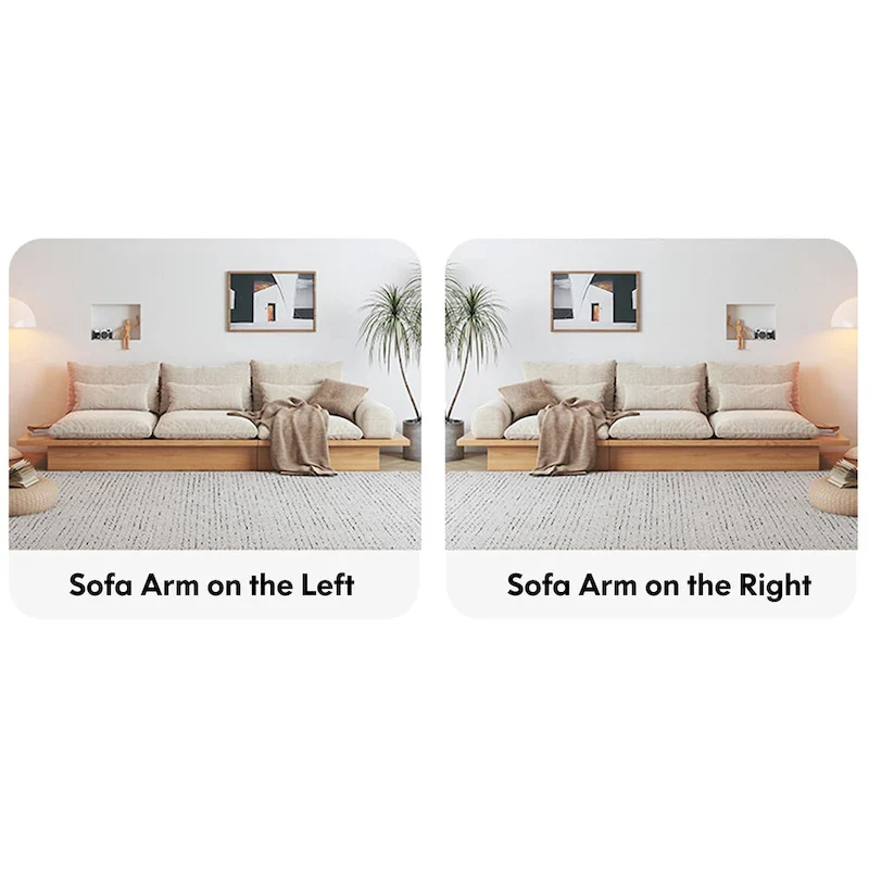 JASIWAY Cotton Line Beige Sofa With Wood Frame