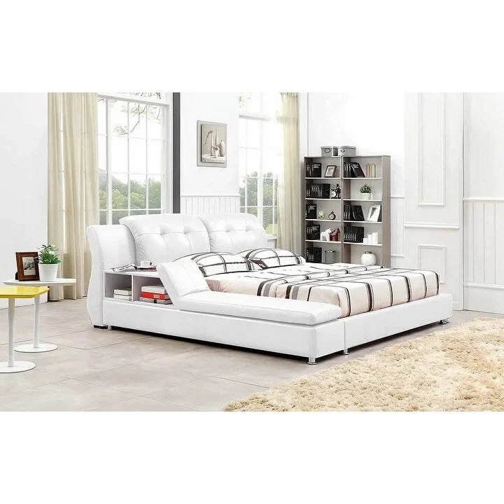 Modern Faux Leather Upholstered Storage Platform Bed