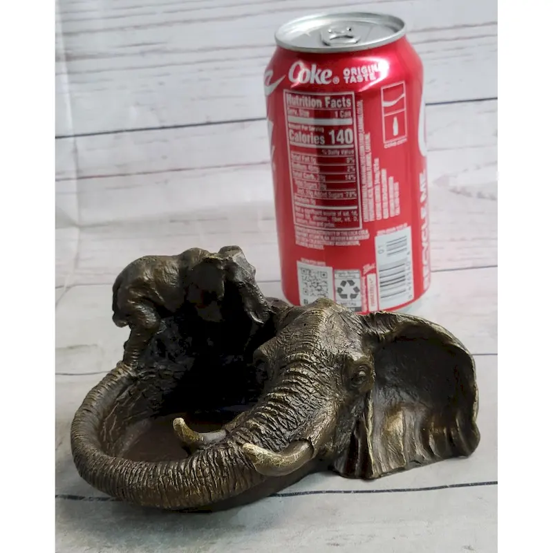 Bronze Metal Elephant Ashtray Dish Original Handmade Art By Milo