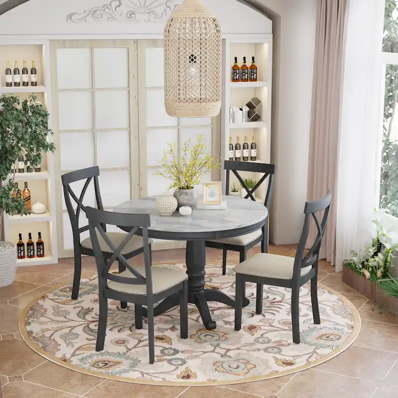 5 Pieces Dining Table and Chairs Set