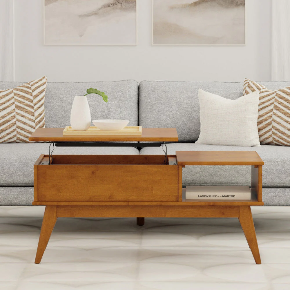 Walker Edison | Mid-Century Teak Wood Lift Top Coffee Table