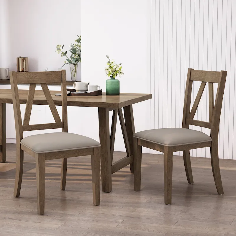 Fairgreens Farmhouse Upholstered Wood Dining Chairs (Set of 2) by Christopher Knight Home - 20.00 L x 22.75 W x 39.00 H