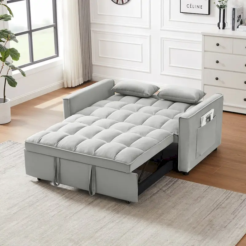 Velvet Convertible Loveseat Sofa Bed - 2 Seater Pullout