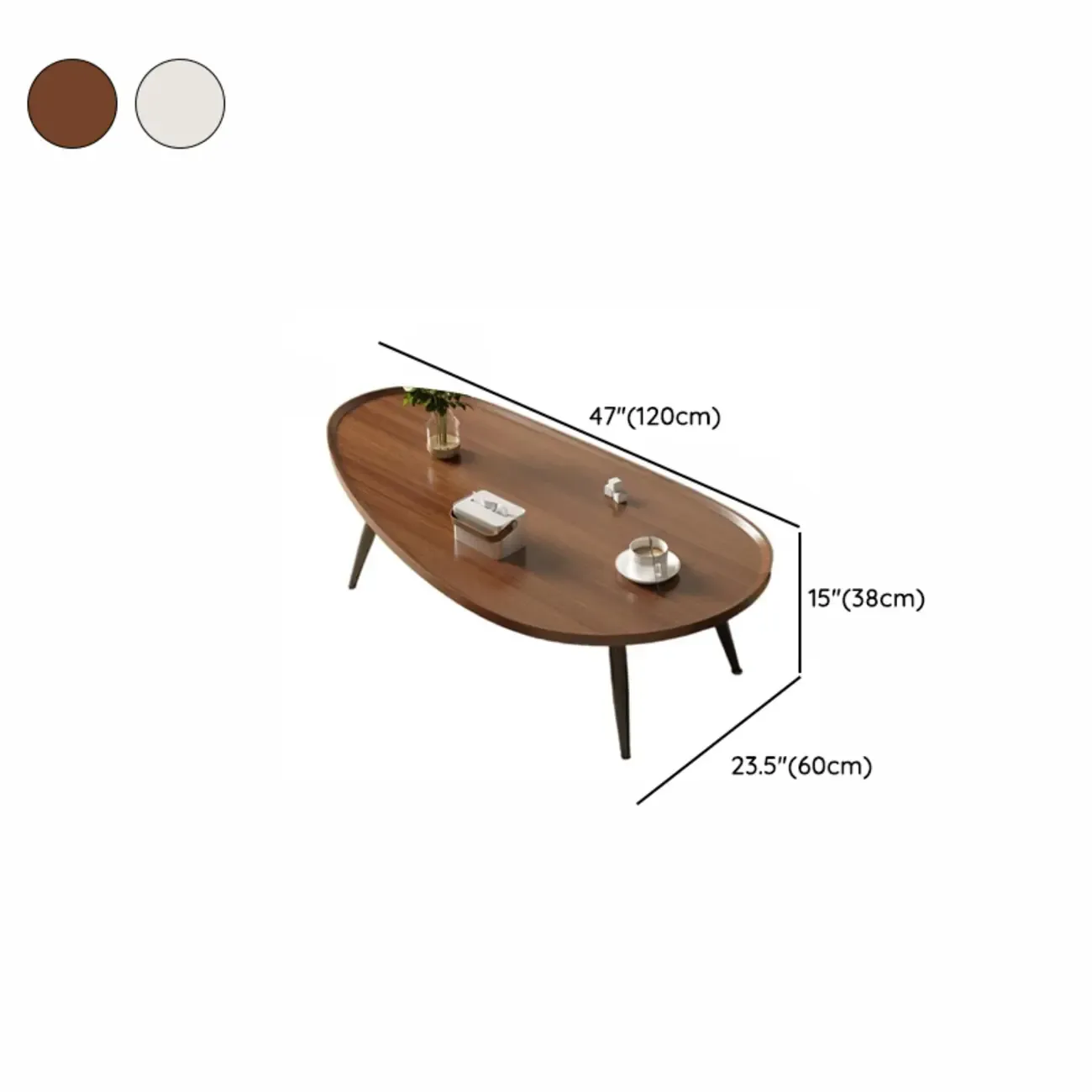 Modern Walnut Metal Base Wood Coffee Table with Tray Top