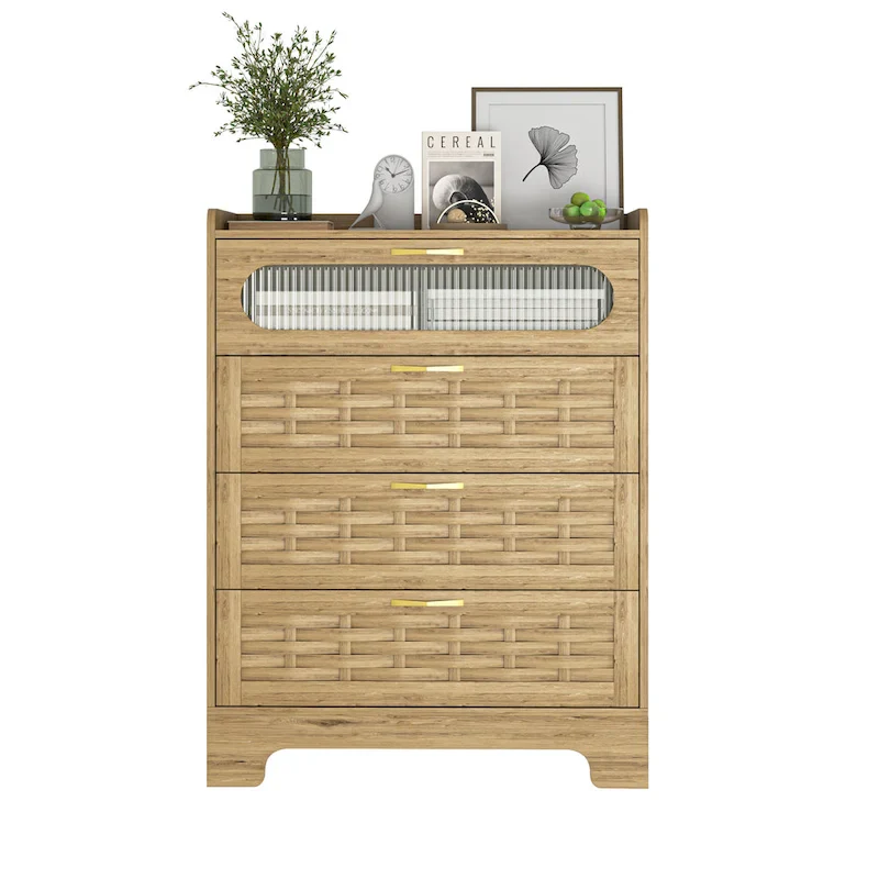 Wood Large Double Dresser with Wide Drawers Modern Chest