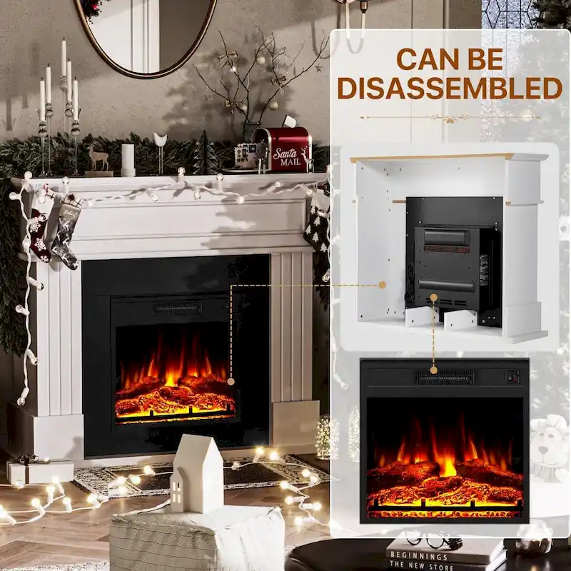 Electric Fireplace with 43 Mantel, 18 inchs Electric Fireplace Insert