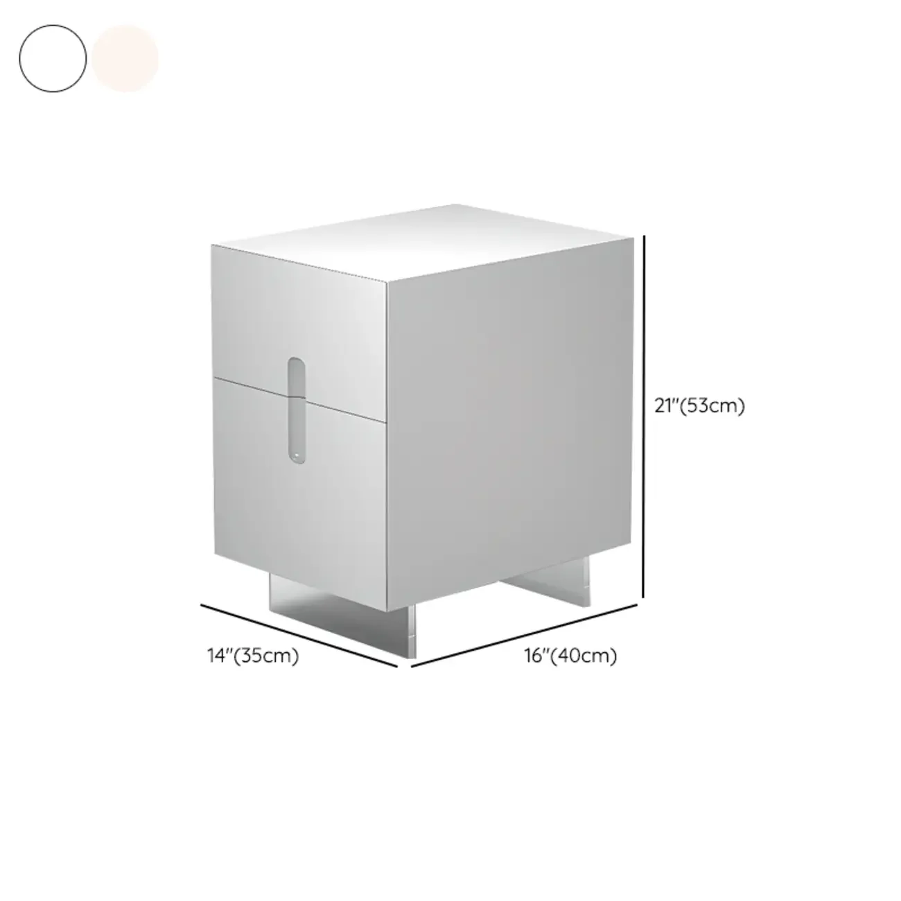 Modern White Wood Clear Base 2-Drawer Nightstand