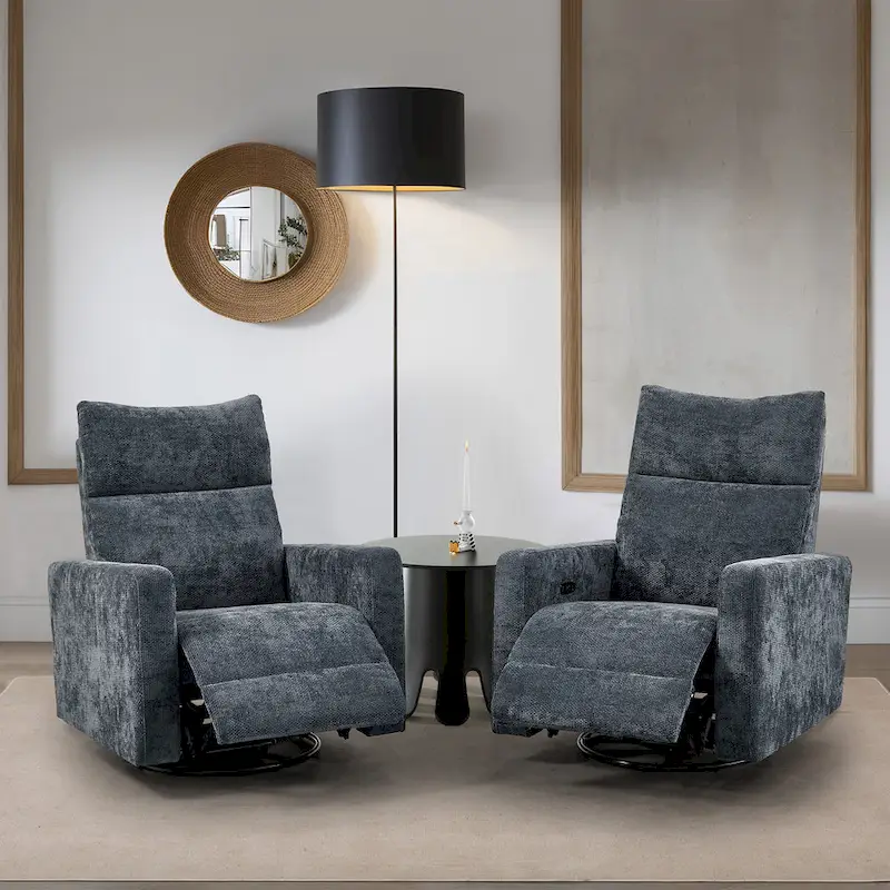 Olmas 33.5 W Power Swivel Glider Recliner with USB Charger Set Of 2