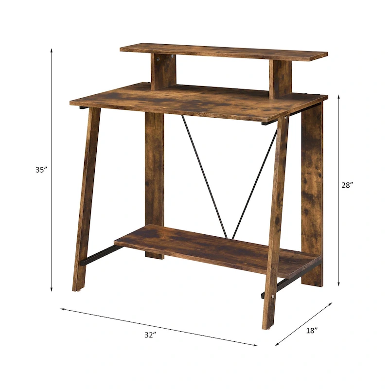 ACME Nypho Writing Desk in Weathered Oak and Black