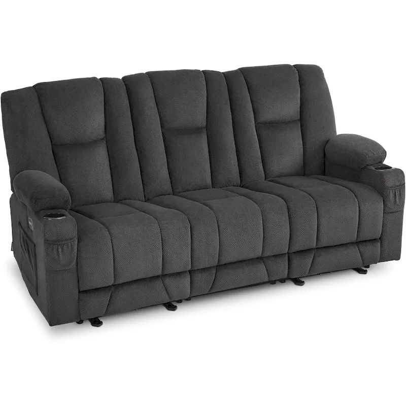 MCombo Electric Power Reclining Sofa with Massage and Lumbar Heat, Fabric 6015/6025/6035/6045