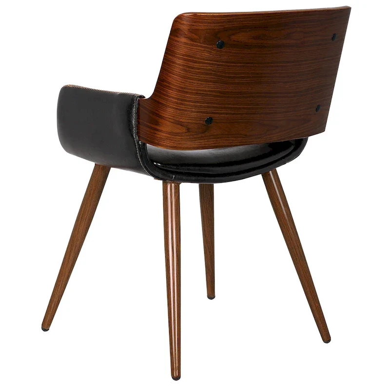 Faux Leather Mid-Century Dining Chair with Metal Legs