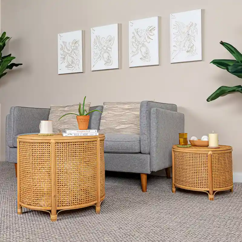 Bamboo and Rattan Accent Table