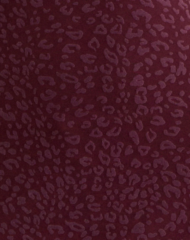 Dasa Long Sleeve Mini Dress in Flock Mini Leopard Plum