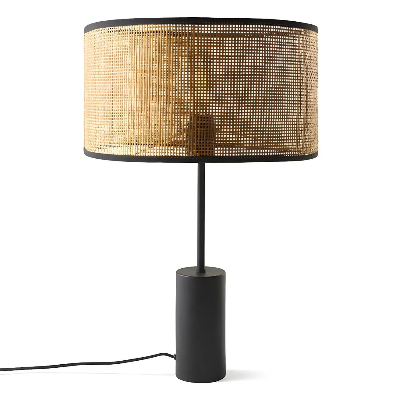 Brown Rarran Metal Drum-Shaped LED Table Lamp