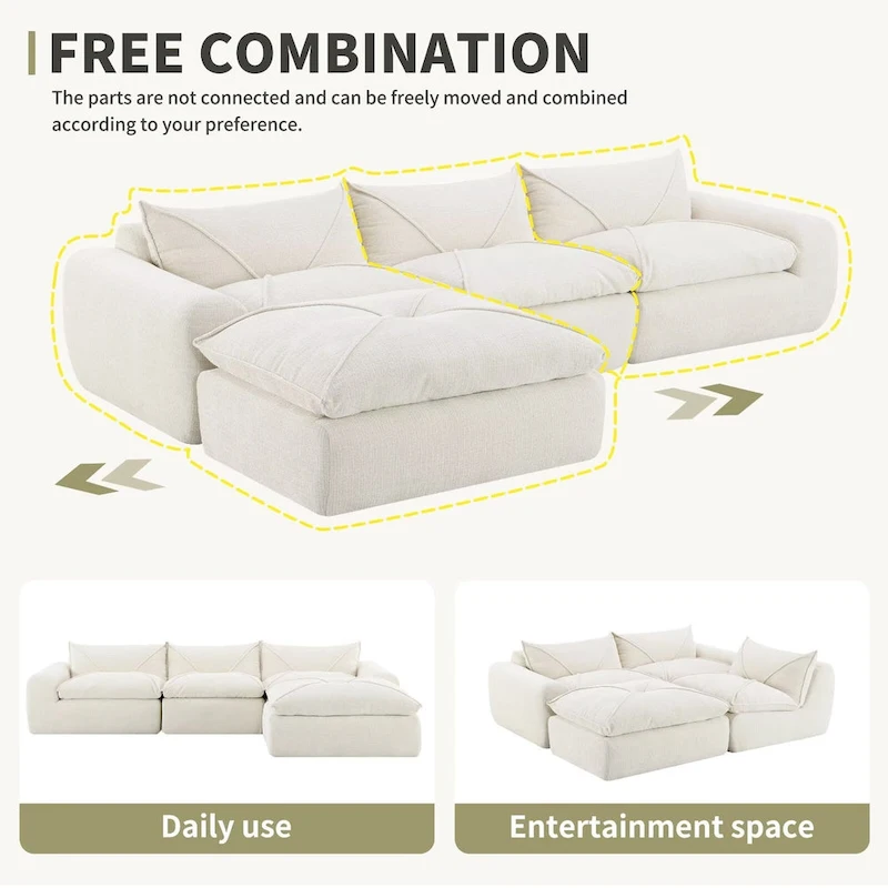116  Fully Compressed Sofa with High Density Foam,Particle Chenille