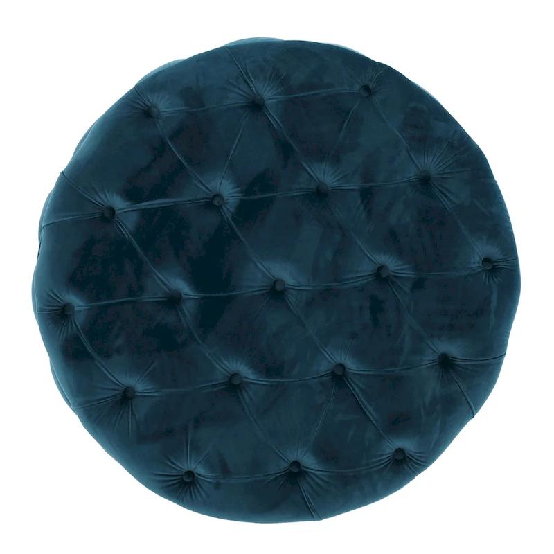 Zelfa Modern Glam Tufted Velvet Round Ottoman by Christopher Knight Home