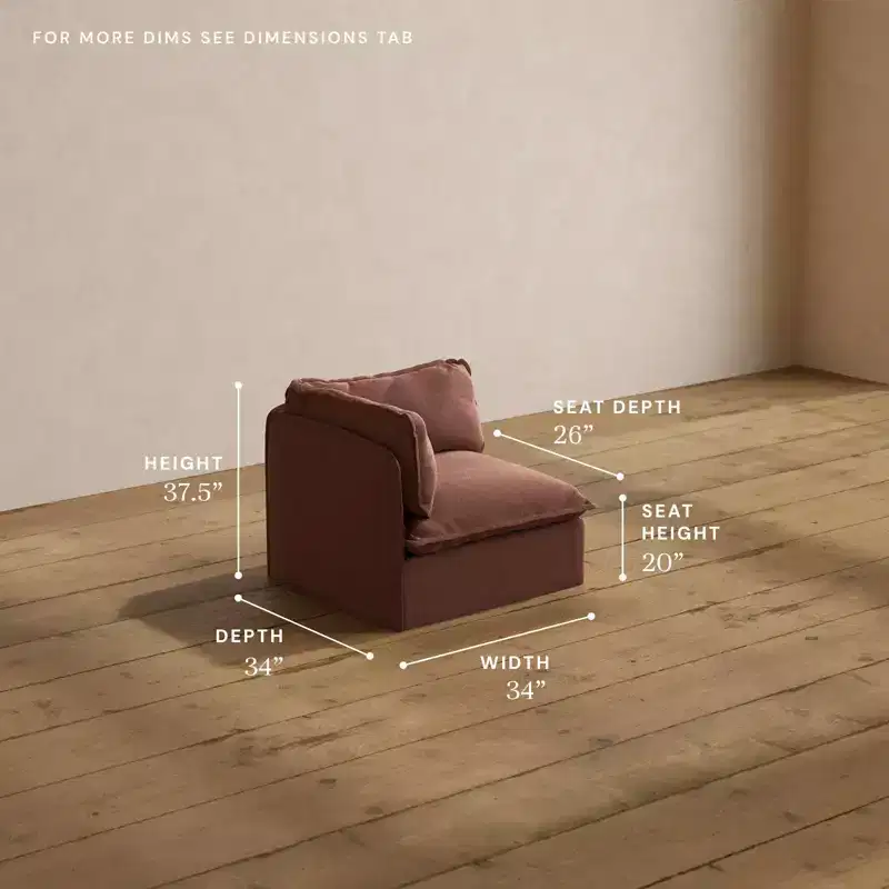 Upholstered Modular Left Arm Sectional Chair, Seats 1