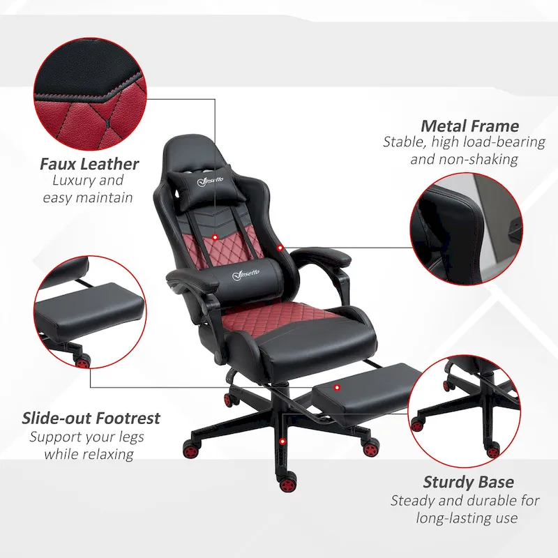 Vinsetto Gaming Chair Racing Style Office Ergonomic Chair Adjustable Height Swivel Recliner High Back PC Computer Desk Chair
