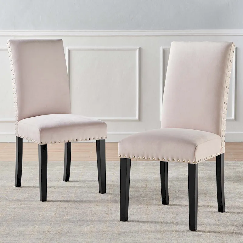Silver Orchid Lind Velvet Nailhead Trim Dining Side Chairs (Set of 2)