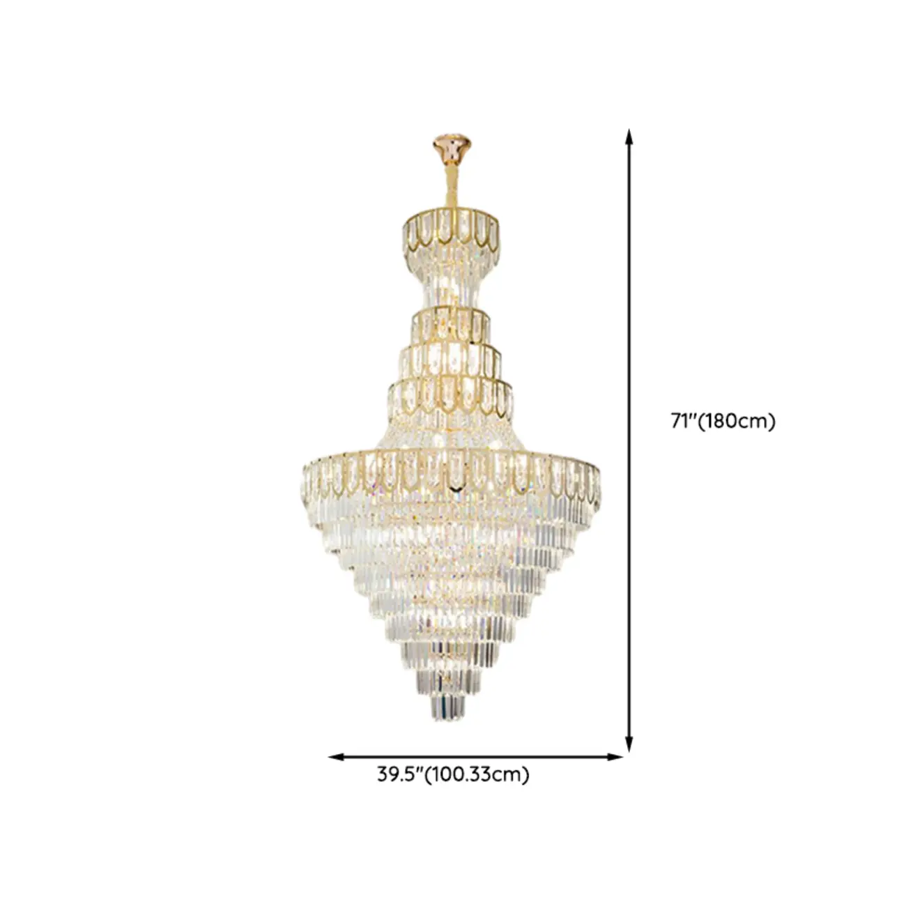 Luxury Adjustable Gold Tiered Crystal High Ceiling Chandelier