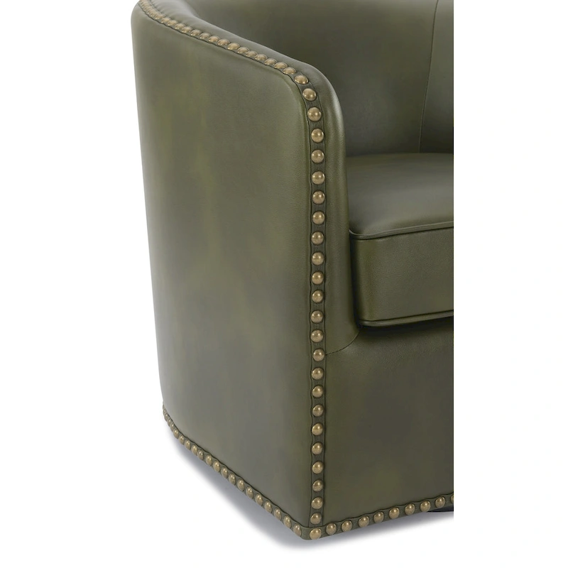 Truman Faux Leather Swivel Arm Chair with Nailhead Trim by Greyson Living