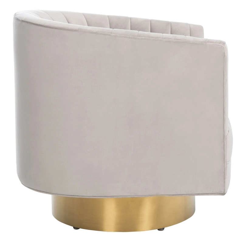 SAFAVIEH Couture Matejka Swivel Channel Tufted Barrel Chair - 28  W x 31  L x 30  H - 28Wx31Dx30H