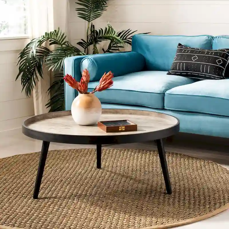 Arline Round Tray Top Coffee Table - 35.4 x 35.4 x 15 - 35Wx35Dx15H
