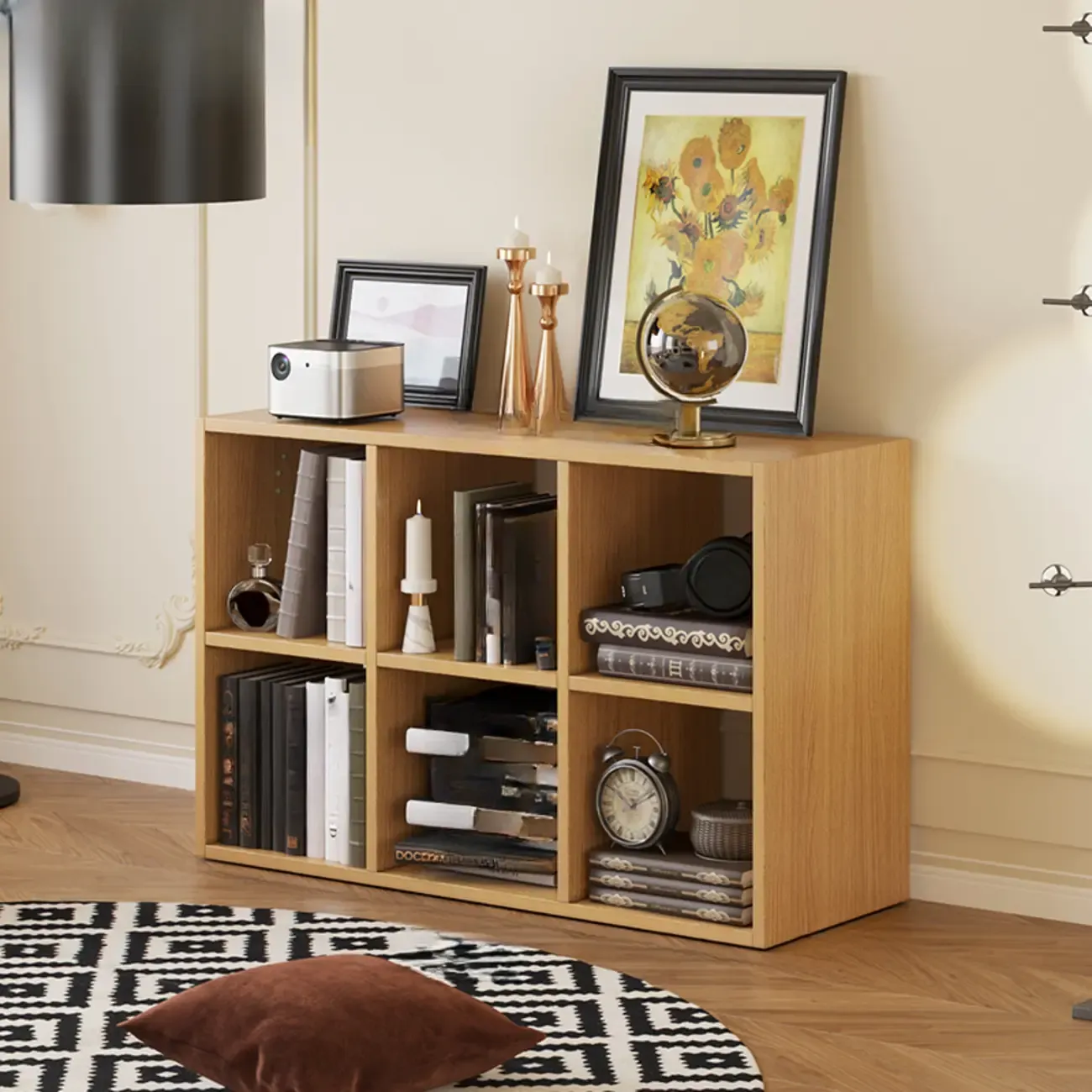 Classic Brown Cherry Wood Open Back Cube Bookcase