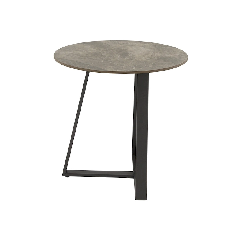 Jurmala Glossy Sintered Stone with Grey Metal Base End Table by iNSPIRE Q Modern