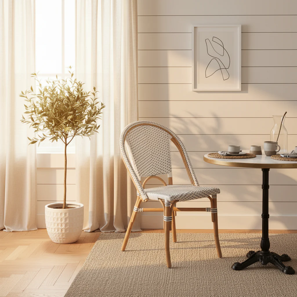 All-Weather Rattan Bistro Chair with Rounded Back