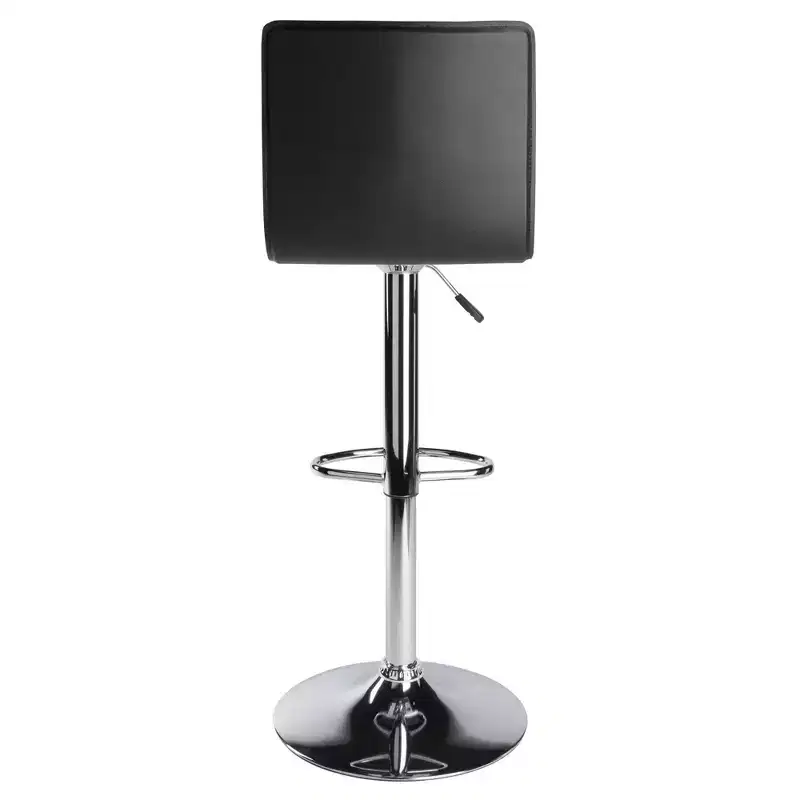 Winsome Spectrum High Back L Shaped Air Lift Adjustable Height Barstool Black/Metal: Faux Leather, Swivel, 200lb Capacity