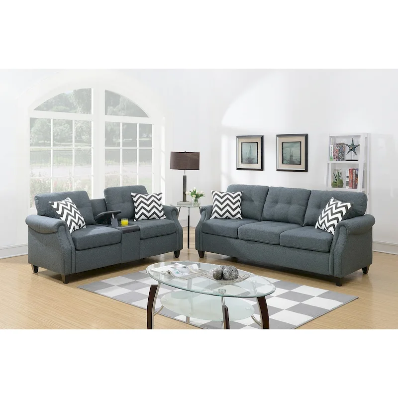 2 Piece Sofa Set With Accent Pillows